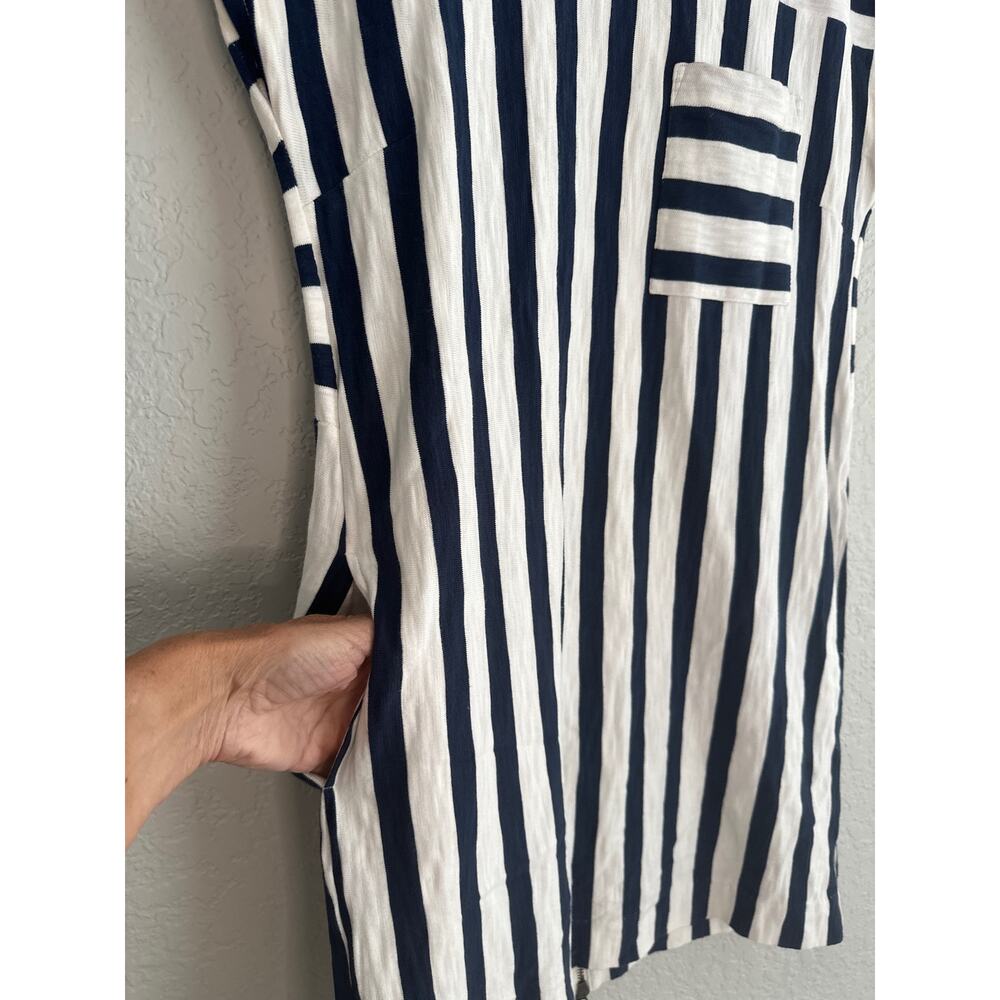 Madewell Blue Stripe Zipper Dress Preppy Nautical Vacation Seaside Coastal Yacht - Picture 3 of 8